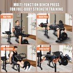Adjustable Weight Bench - 8 in 1 Multi-Function Olympic Bench Press Set Full Body Strength Training Workout Equipment with Leg Developer, Chest Fly, Preacher Curl Pad for Home Gym