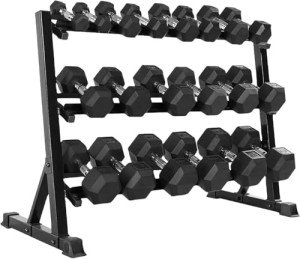 YUFER Rubber Hex Dumbbell Set with Rack - Multiple Free Weight for Home Gym, - 350/450/550lbs Exercise Equipment for Strength, Multiple Options Dumbbells with Storage for Home Gym Exercise Fitness Equipment