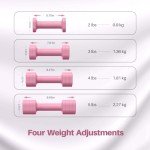 Zempox Adjustable Dumbbell Set of 2, 4 in 1 Free Weights Dumbbells Set for Women, Hand Weights for Women at Home, Each 2lb 3lb 4lb 5lb with TPU Soft Rubber Handle for Home Gym Exercise Training