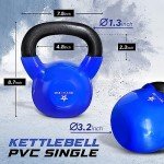 Yes4All 25 lb Kettlebell Weight Vinyl Coated Cast Iron for Dumbbell Weights Exercises, Gym, Fitness, Full Body Workout Equipment Push up, Grip and Strength Training, Blue