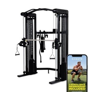 Centr 3 Home Gym Functional Trainer with Selectorized Smith Bar - Dual 165 lb Weight Stacks & Smooth-Glide Pulley System - Full Body Cable Machine with 7 Accessories for Strength Training