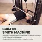 Centr 3 Home Gym Functional Trainer with Selectorized Smith Bar - Dual 165 lb Weight Stacks & Smooth-Glide Pulley System - Full Body Cable Machine with 7 Accessories for Strength Training