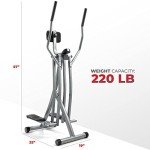 Sunny Health & Fitness Smart Air Walker Elliptical, Low-Impact 30-Inch Stride Home Glider Machine, Senior Cross Trainer for Indoor Cardio Exercise, Free SunnyFit App Bluetooth Connection- SF-E902SMART