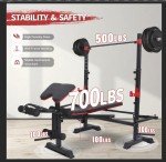MAIDOMA 1500LB 6 IN 1 Olympic Weight Bench with Leg Extension & Leg Curl, Foldable Bench Press with Preacher Curl & Squat Rack, Workout Benches with Safety Bar Catches for Home Gym(US Stock) (Red)