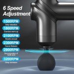 LEERCON Deep Tissue Massage Gun Portable, Mini Electric Muscle Massager, Suitable for Relieving Back, Neck and Body Pain, with 4 Heads and 6 Speeds, Black