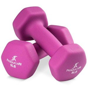 ProsourceFit Neoprene Dumbbell Coated for Non-Slip Grip, 5 lb