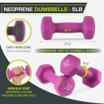 ProsourceFit Neoprene Dumbbell Coated for Non-Slip Grip, 5 lb