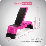HolaHatha Adjustable Weight Bench for Home Gym Exercise & Workout, Foldable, Pink