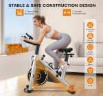 Exercise Bike, Adjustable Magnetic Resistance Stationary Bikes for Home with App Compatible, Quiet Indoor Cycling Bike with 350lbs Weight Capacity Comfortable Seat, Digital Monitor & Phone Mount