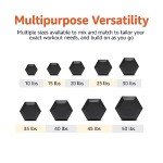 Amazon Basics Rubber Hex Dumbbell Hand Weight, 25 Pounds, Single, Black
