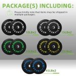 Fitvids Olympic Bumper Plates Set, 2" Weight Plates for Strength Training & Weightlifting, 260LB Set (10LB, 15LB, 25LB, 35LB, 45LB), Multiple Packages