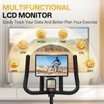 YAMO Exercise Bike, Indoor Cycling Bike Brake Pad/Magnetic Stationary Bike for Home, Adjustable Resistance Silent Belt Drive, Cycle Bike with Comfortable Seat Cushion & Upgraded LCD Monitor Yellow