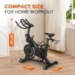 YAMO Exercise Bike, Indoor Cycling Bike Brake Pad/Magnetic Stationary Bike for Home, Adjustable Resistance Silent Belt Drive, Cycle Bike with Comfortable Seat Cushion & Upgraded LCD Monitor Yellow