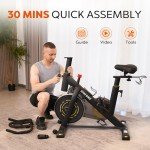 YAMO Exercise Bike, Indoor Cycling Bike Brake Pad/Magnetic Stationary Bike for Home, Adjustable Resistance Silent Belt Drive, Cycle Bike with Comfortable Seat Cushion & Upgraded LCD Monitor Yellow