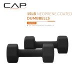 CAP Barbell Neoprene Dumbbell Weights, 15 lb Pair, Black