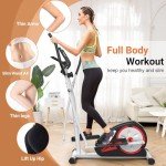 ANCHEER Elliptical Exercise Machine, Ultra-Silent Magnetic Elliptical Training Machines for Home Gym, 8 Resistance Levels Control with Pulse Rate Grips, LCD Monitor Max Capacity 380Lbs(Black)
