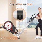 ANCHEER Elliptical Exercise Machine, Ultra-Silent Magnetic Elliptical Training Machines for Home Gym, 8 Resistance Levels Control with Pulse Rate Grips, LCD Monitor Max Capacity 380Lbs(Black)