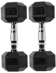 Fitvids Rubber Encased Hex Dumbbell, 15LB, Pair