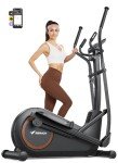 MERACH Elliptical Exercise Machine Trainer for Home with 16.5IN Stride, Hyper-Quiet Magnetic Driving System with 16 Resistance Levels, Multi-Function Display, Heart Rate Monitor Exercise Equipment