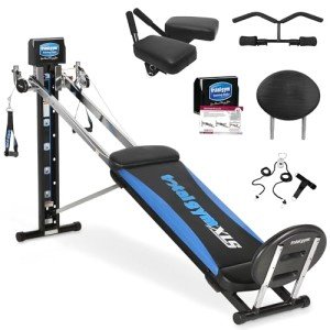 Total Gym Home Gym Workout Machine Equipment Set w/ Squat Stand, Leg Pull, & 2 Ankle Cuffs