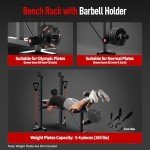 HARISON 6 in 1 Weight Bench Set with Leg Extension and Preacher Curl, 660LBS Workout Bench Press Rack for Home Gym with Resistance Bands