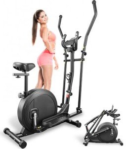 New 3-in-1 Folding Elliptical Machine for Home, Magnetic Hyper-Quiet Elliptical Training Machine with 15.5IN Stride, 16-Level Resistance for Total Body Fitness Cross Trainer
