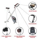 Sunny Health & Fitness Comfort XL Ultra Cushioned Seat Folding Exercise Bike with Device Holder, Gray - SF-B2989