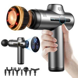 JOYSUWERUN Massage Gun with Heat, Mini Massage Gun - Portable Handheld Muscle Pain Relief and Recovery Tool with Storage Bag – Compact and Convenient for Travel and Home Use,