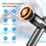 JOYSUWERUN Massage Gun with Heat, Mini Massage Gun - Portable Handheld Muscle Pain Relief and Recovery Tool with Storage Bag – Compact and Convenient for Travel and Home Use,