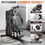 GOIMU Home Gym, M1 Workout Station with 140LBS Weight Stack, Multifunctional Home Gym Equipment with Pulley System for Full Body Strength Training