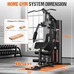 GOIMU Home Gym, M1 Workout Station with 140LBS Weight Stack, Multifunctional Home Gym Equipment with Pulley System for Full Body Strength Training