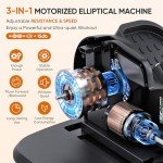 3-IN-1Dripex Under Desk Elliptical Machine, Electric Ellipse Leg Exerciser As Seen On TV, 10 Adjustable Speed & Resistance, Seated Pedal Exerciser for Seniors with Remote, Fully Assembled