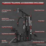 SPART Multifunctional Home Gym Station, Home Gym Exercise Equipment with 150LBS Weight Stack, Full Body Strength Training Workout Equipment for Leg Press, LAT Pull Down, Chest Press, PEC Fly, Black
