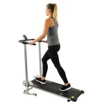 Sunny Health & Fitness Manual Walking Treadmill, Non-Electric, Foldable & Compact Design, Quiet Tread Pad, Transportation Wheels, Non-Slip Handlebars, Digital Monitor for Apartment, Gym, Home Office