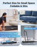 LICHICO Walking Pad Under Desk, 2 in 1 Portable Folding Treadmill, 3.0HP Brushless Motorized Electric Treadmill, Larger Running Area, Small Mini Running Machine for Home