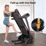 THERUN Incline Treadmill, Treadmills for Running and Walking, 300 lbs Weight Capacity Folding Treadmill with 0-15% Auto Incline, Wide Belt, 3.5HP, App, Heart Rate, Red