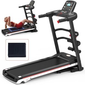 Ksports Foldable 16 Inch Wide Home Treadmill w/Bluetooth Connectivity, Kinomap, Zwift & FitShow Fitness Tracking Apps, Music, 4 Manual Inclines and Speed Control