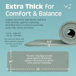 Retrospec Solana Yoga Mat 1/2" Thick w/Nylon Strap for Men & Women - Non Slip Excercise Mat for Yoga, Pilates, Stretching, Floor & Fitness Workouts, Sage