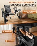 pooboo Recumbent Exercise Bike, Stationary Bikes for Home with Arm Exerciser, Magnetic Recumbent Bike with Ergonomic Backrest & Comfortable Seat, Smart APP, Pulse Sensor, 400LBS Weight Capacity