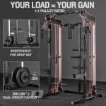 Mikolo Power Cage, 2000LB Power Rack with Independent Dual Pulley System, Multifunction Home Gym Workout Machine for Cable Crossover (Black Package)