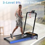 HOWHAI Treadmill, Walking Pad Treadmills for Home with 2.5HP, Speed 7.6MPH Walking Pad with Handle Bar, Foldable Treadmill, Remote Control and LED Display, Space-Saving for Home Office(Auto Incline)
