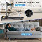 HOWHAI Treadmill, Walking Pad Treadmills for Home with 2.5HP, Speed 7.6MPH Walking Pad with Handle Bar, Foldable Treadmill, Remote Control and LED Display, Space-Saving for Home Office(Auto Incline)