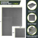 ProsourceFit Extra Thick Puzzle Exercise Mat , EVA Foam Interlocking Tiles for Protective, Cushioned Workout Flooring for Home and Gym Equipment, Grey - 1 inch - 24 Sq Ft - 6 Tiles