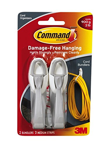 Command White Adhesive Cords - Pack of 2