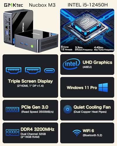 GMKtec Mini PC Intel i5-12450H, 32GB RAM
