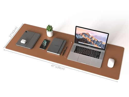 RENMTURE Large Dual-Sided Cork & Leather Mouse Pad