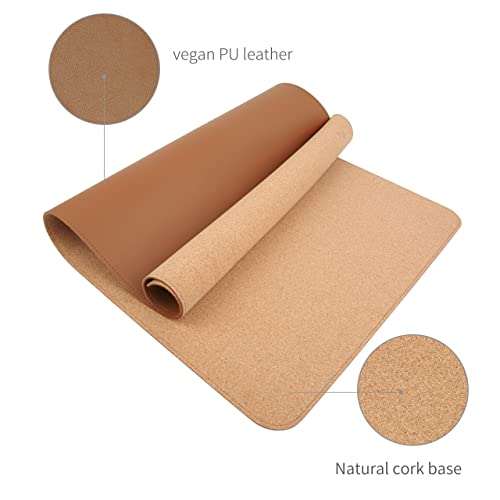 RENMTURE Large Dual-Sided Cork & Leather Mouse Pad