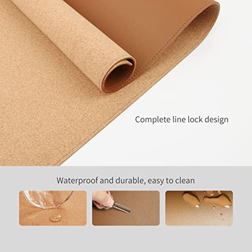 RENMTURE Large Dual-Sided Cork & Leather Mouse Pad