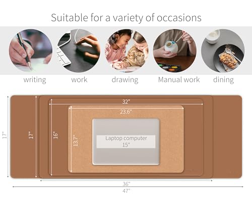 RENMTURE Large Dual-Sided Cork & Leather Mouse Pad