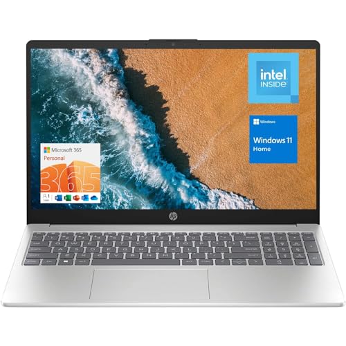 HP 15.6" Quad-Core Laptop with Microsoft 365